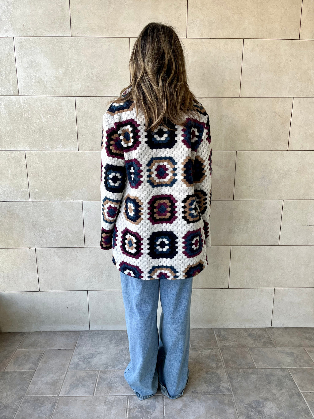 White Patchwork Handmade Cardigan