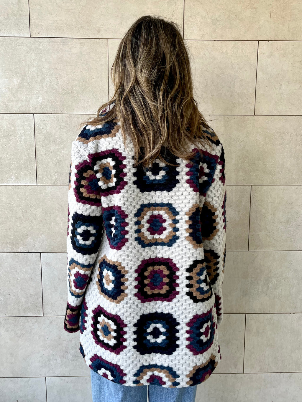 White Patchwork Handmade Cardigan