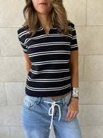 Black Striped Signature Knit Polo