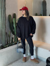 Black Fleece Lined Oversized Sweatshirt
