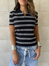 Black Striped Signature Knit Polo