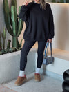 Black Fleece Lined Oversized Sweatshirt