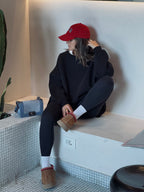 Black Fleece Lined Oversized Sweatshirt