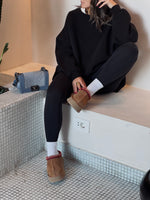 Black Fleece Lined Oversized Sweatshirt