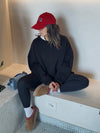 Black Fleece Lined Oversized Sweatshirt