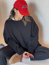 Black Fleece Lined Oversized Sweatshirt