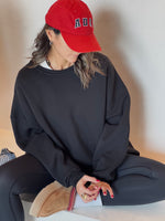 Black Fleece Lined Oversized Sweatshirt