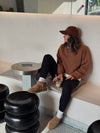 Chocolate Brown Fleece Lined Cropped Sweatshirt