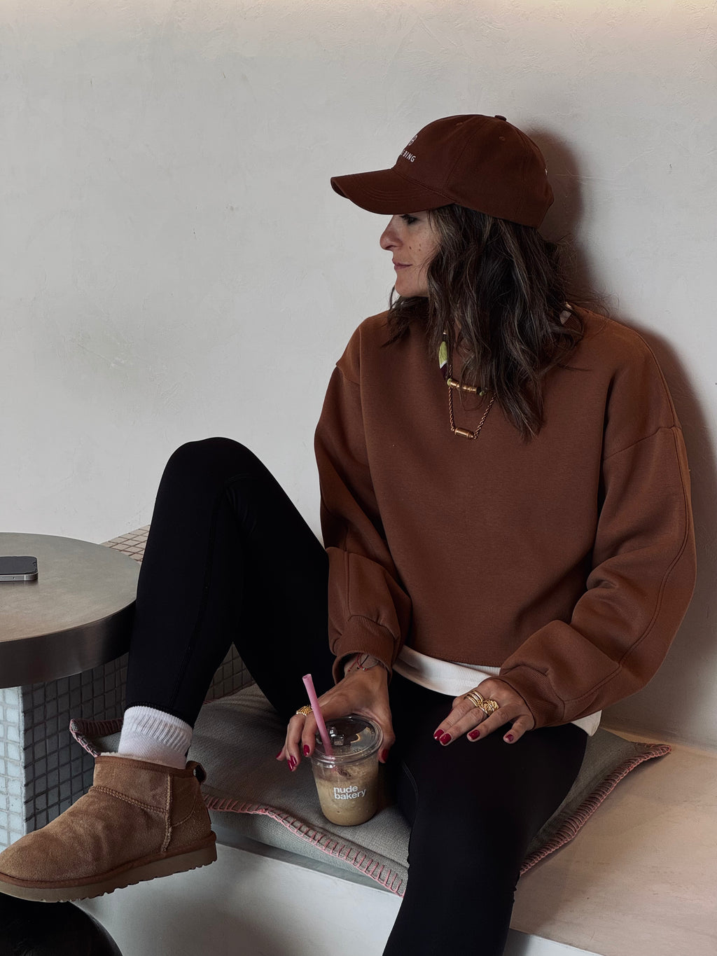 Chocolate Brown Fleece Lined Cropped Sweatshirt