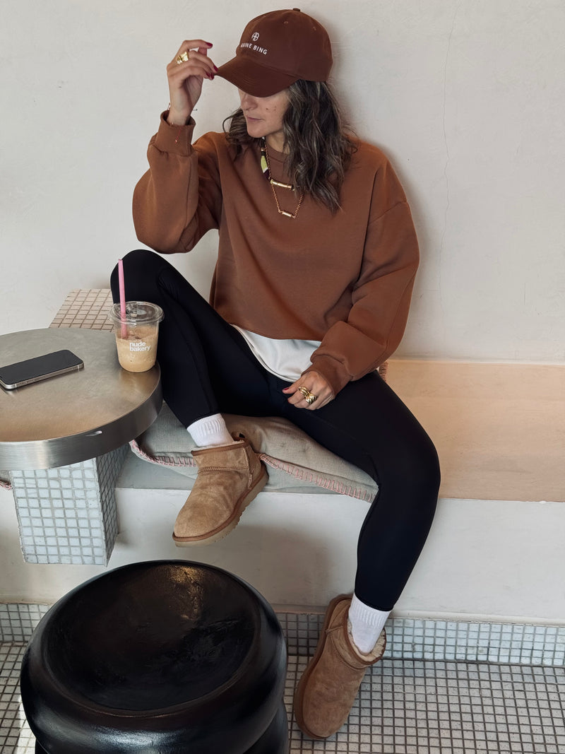 Chocolate Brown Fleece Lined Cropped Sweatshirt