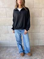 Black Quarter Zip Up Scuba Sweatshirt