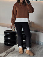 Chocolate Brown Fleece Lined Cropped Sweatshirt