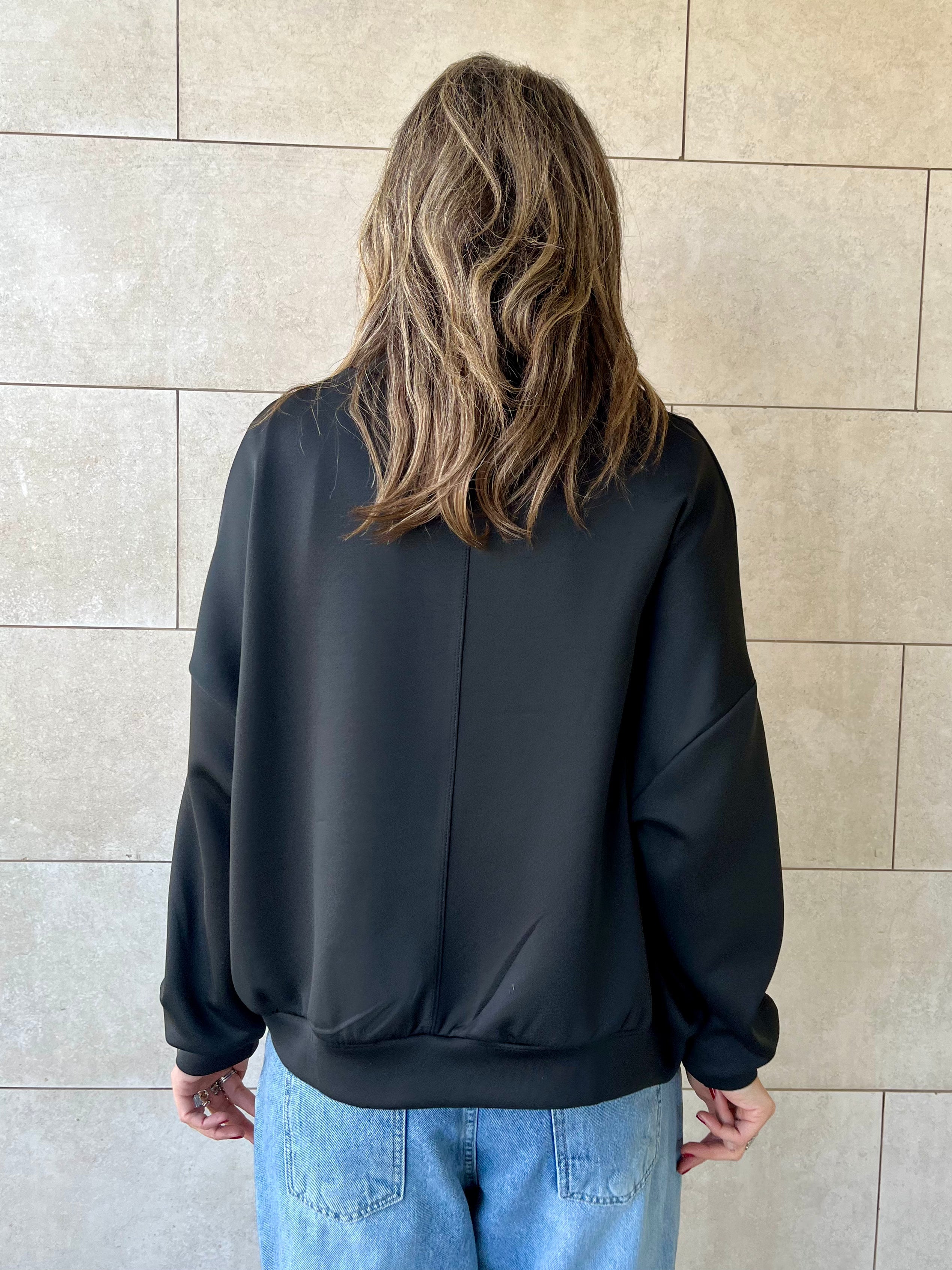 Black Quarter Zip Up Scuba Sweatshirt