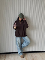 Brown Fleece Lined Oversized Sweatshirt