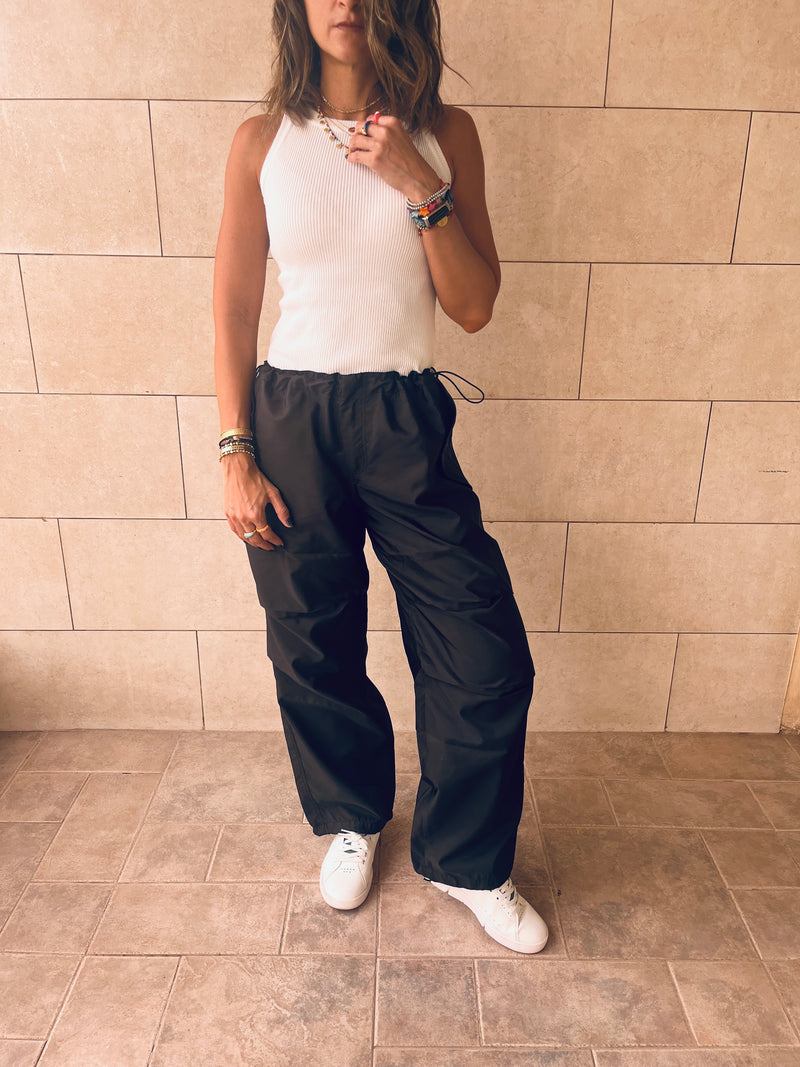 Black Gen Z Parachute Pants