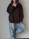 Brown Fleece Lined Oversized Sweatshirt