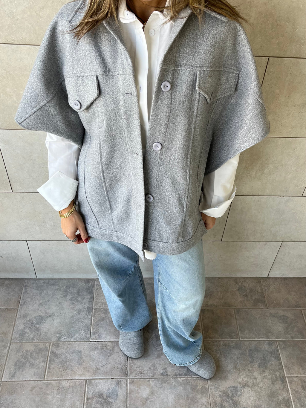 Grey Icon Button Vest