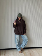 Brown Fleece Lined Oversized Sweatshirt