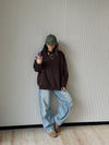 Brown Fleece Lined Oversized Sweatshirt