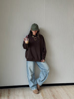 Brown Fleece Lined Oversized Sweatshirt