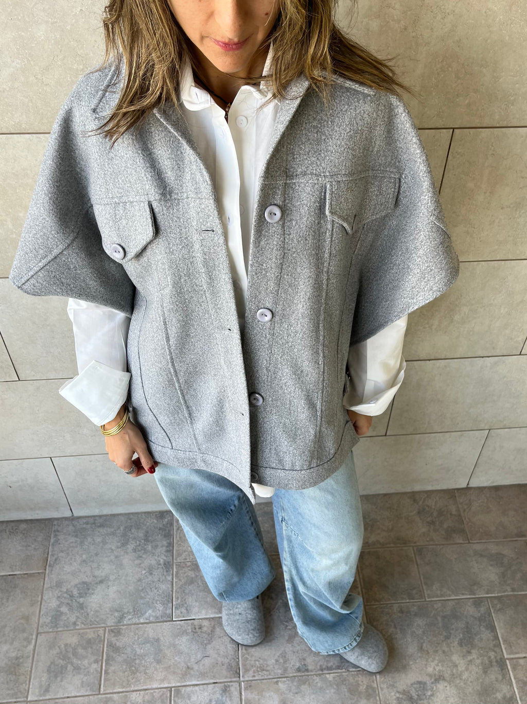 Grey Icon Button Vest
