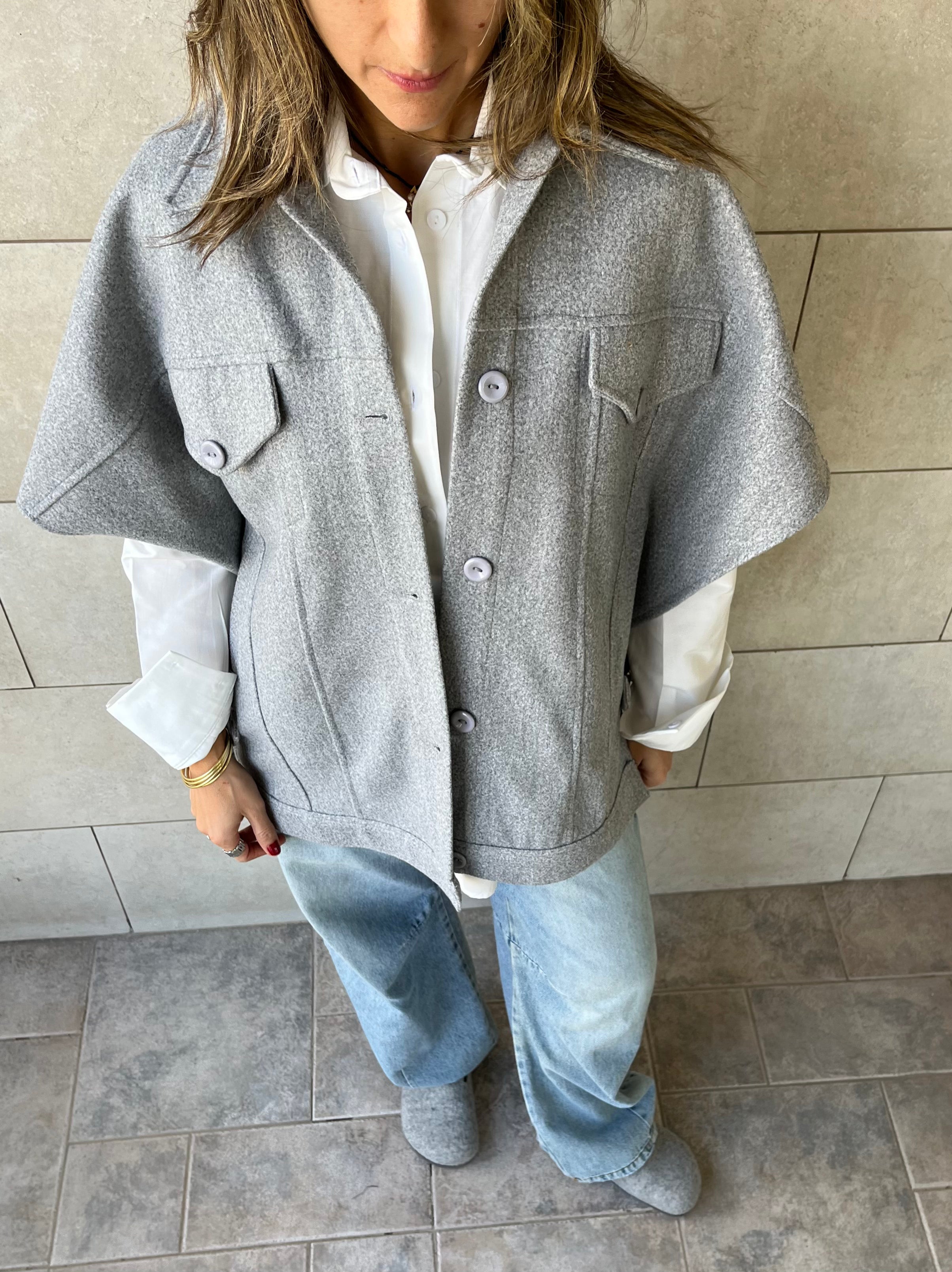Grey Icon Button Vest