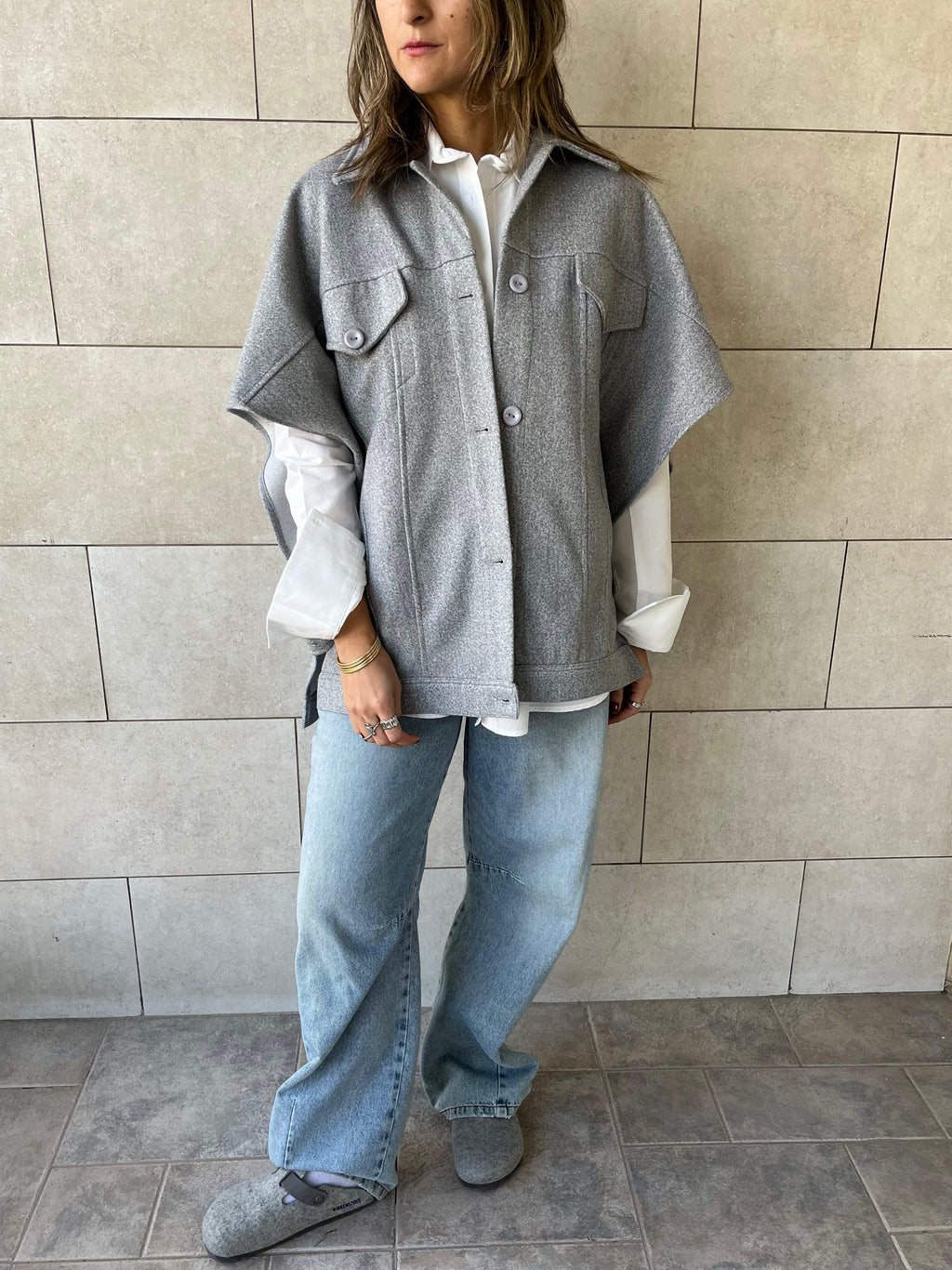 Grey Icon Button Vest