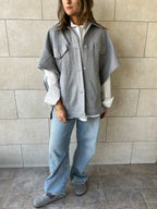 Grey Icon Button Vest