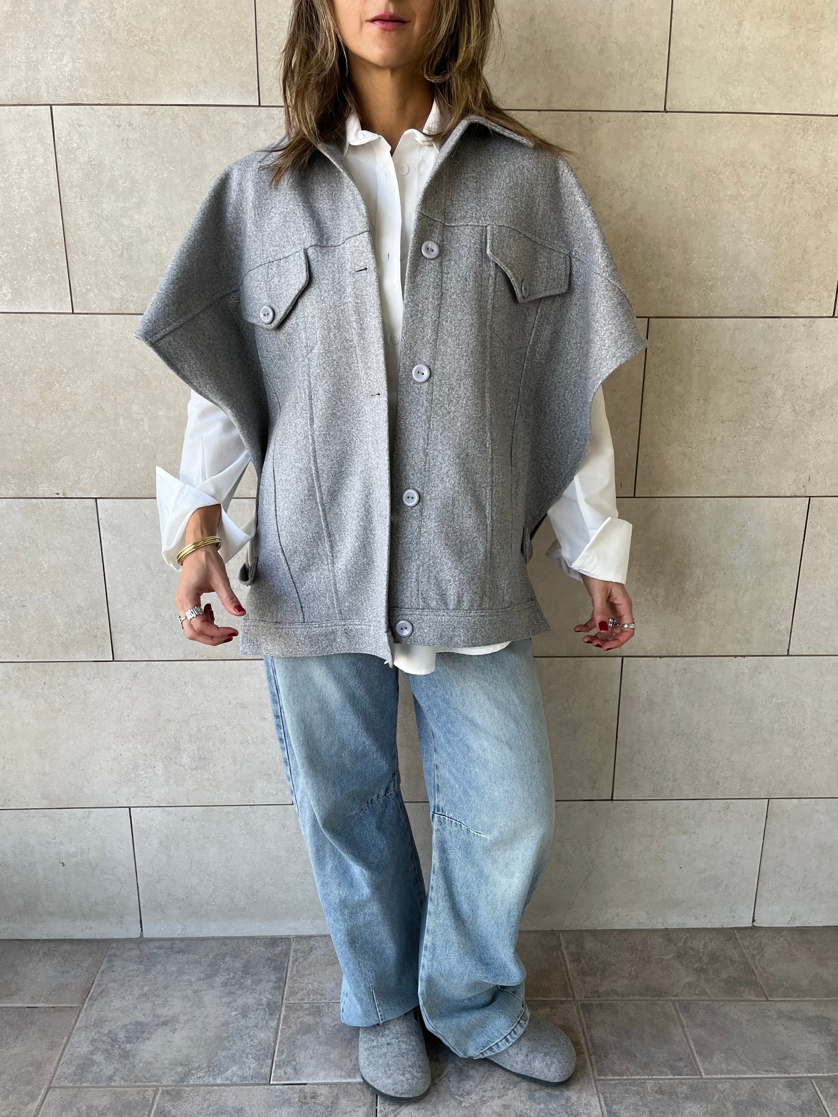 Grey Icon Button Vest