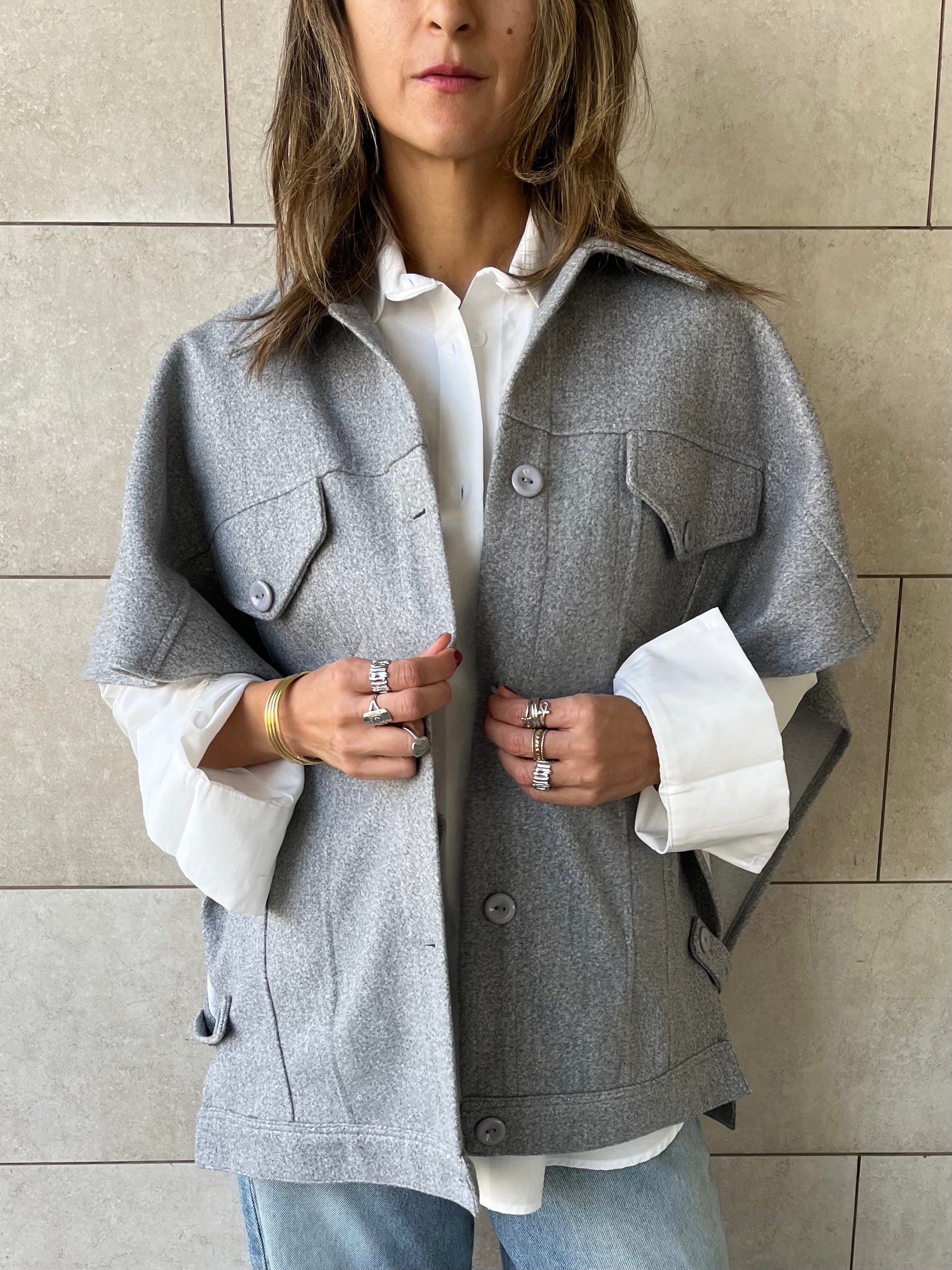 Grey Icon Button Vest