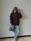 Brown Fleece Lined Oversized Sweatshirt