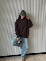 Brown Fleece Lined Oversized Sweatshirt
