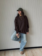 Brown Fleece Lined Oversized Sweatshirt