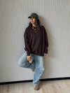 Brown Fleece Lined Oversized Sweatshirt