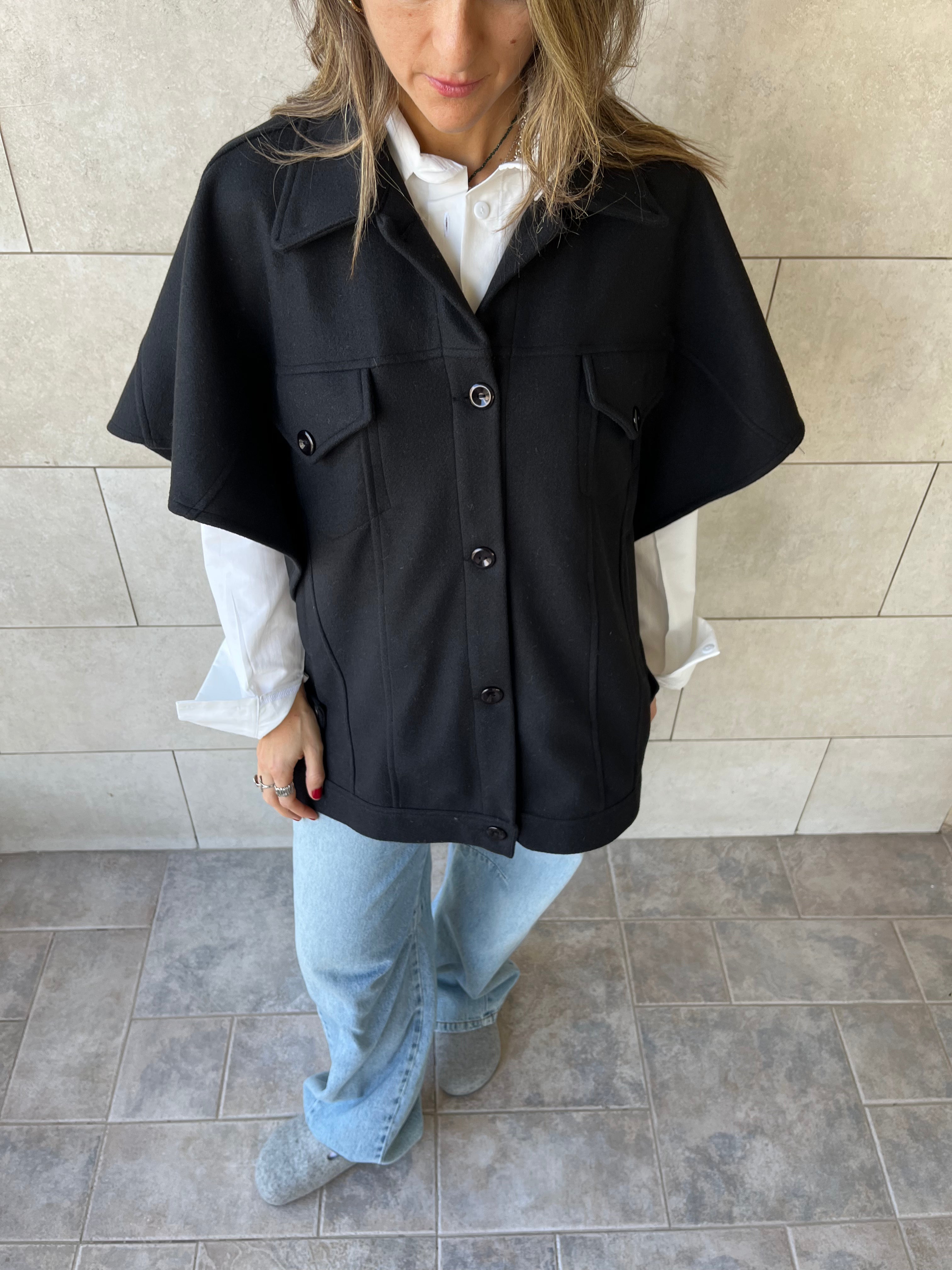 Black Icon Button Vest