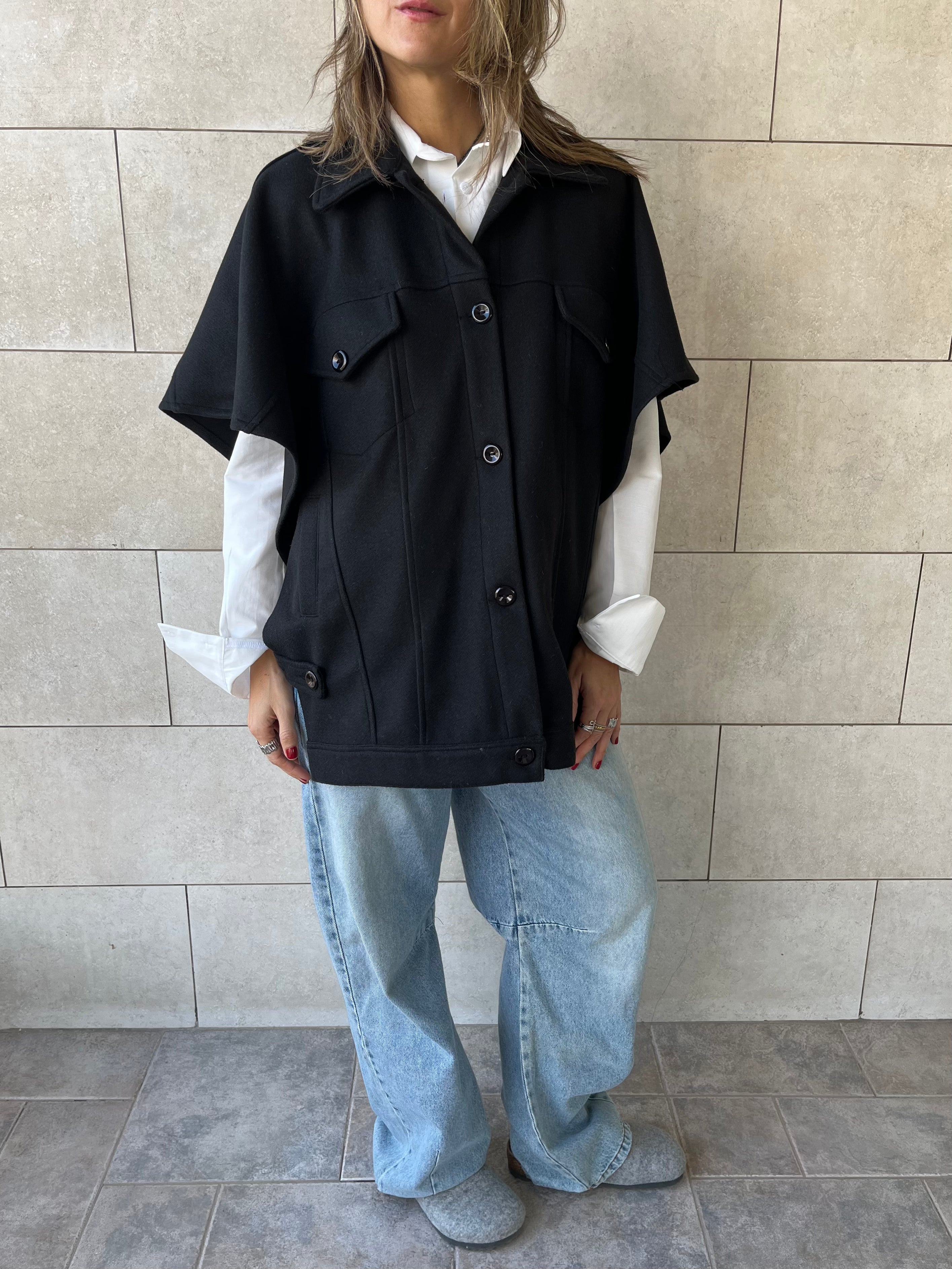 Black Icon Button Vest