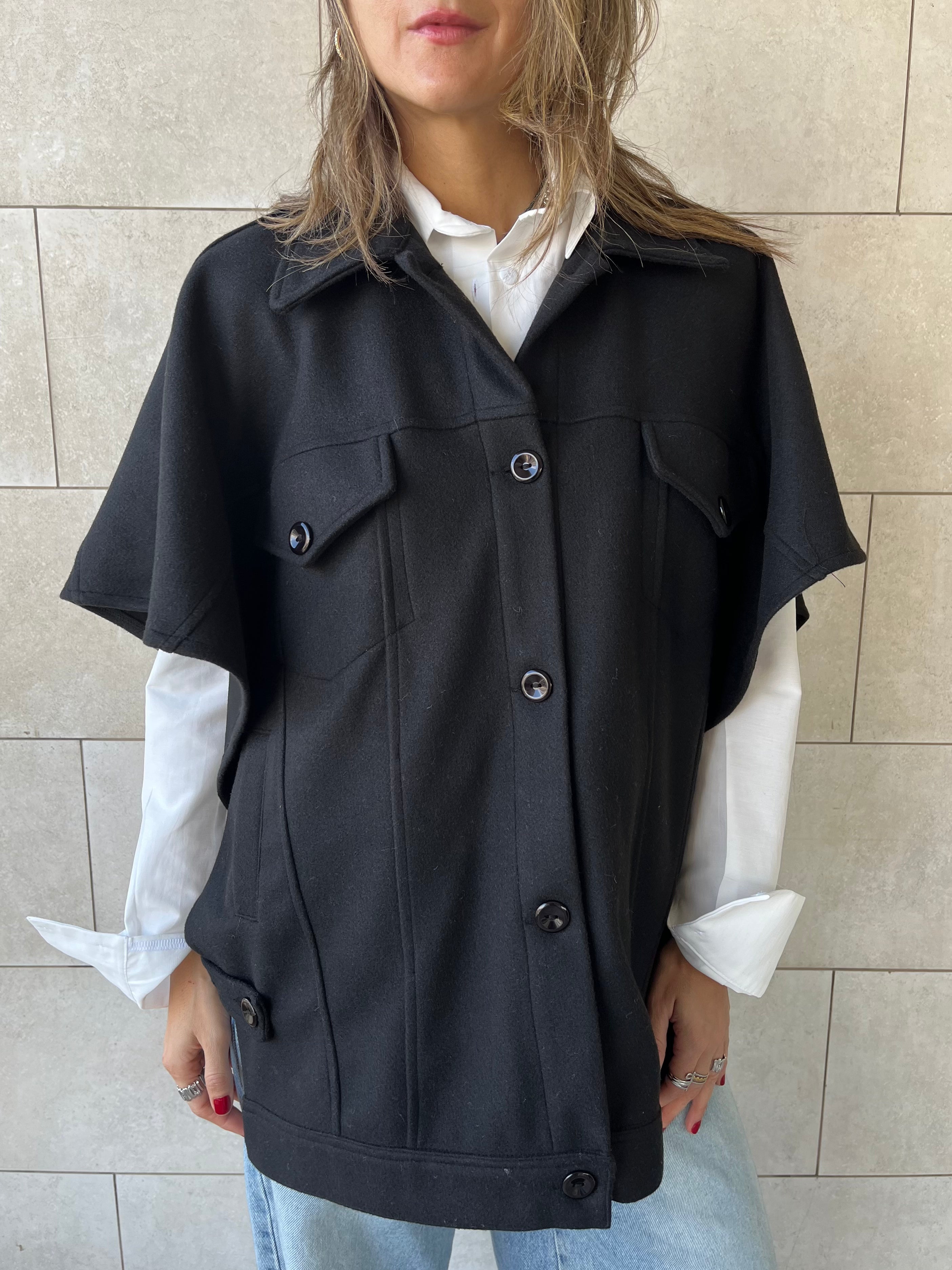 Black Icon Button Vest