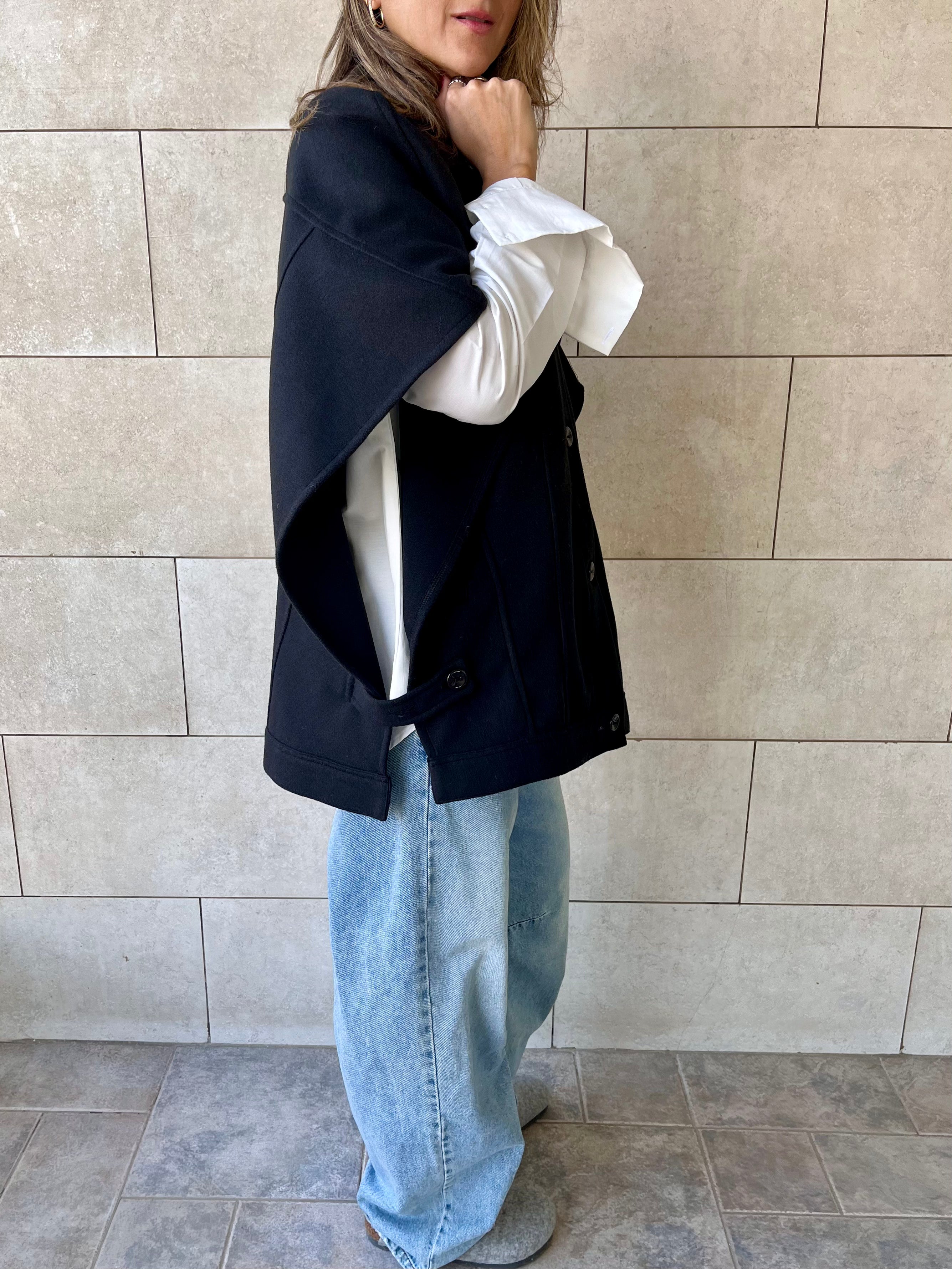 Black Icon Button Vest