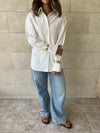 White Cuffs Included Sleeve Asymmetrical Shirt
