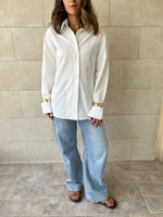 White Cuffs Included Sleeve Asymmetrical Shirt