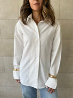 White Cuffs Included Sleeve Asymmetrical Shirt