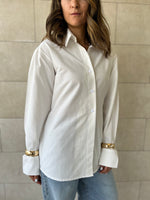 White Cuffs Included Sleeve Asymmetrical Shirt
