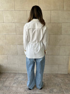 White Cuffs Included Sleeve Asymmetrical Shirt