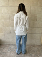 White Cuffs Included Sleeve Asymmetrical Shirt