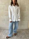 White Cuffs Included Sleeve Asymmetrical Shirt