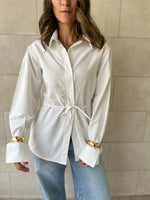 White Cuffs Included Sleeve Asymmetrical Shirt