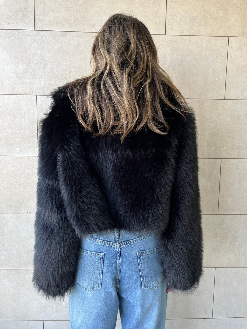 Black Fur Cropped Jacket
