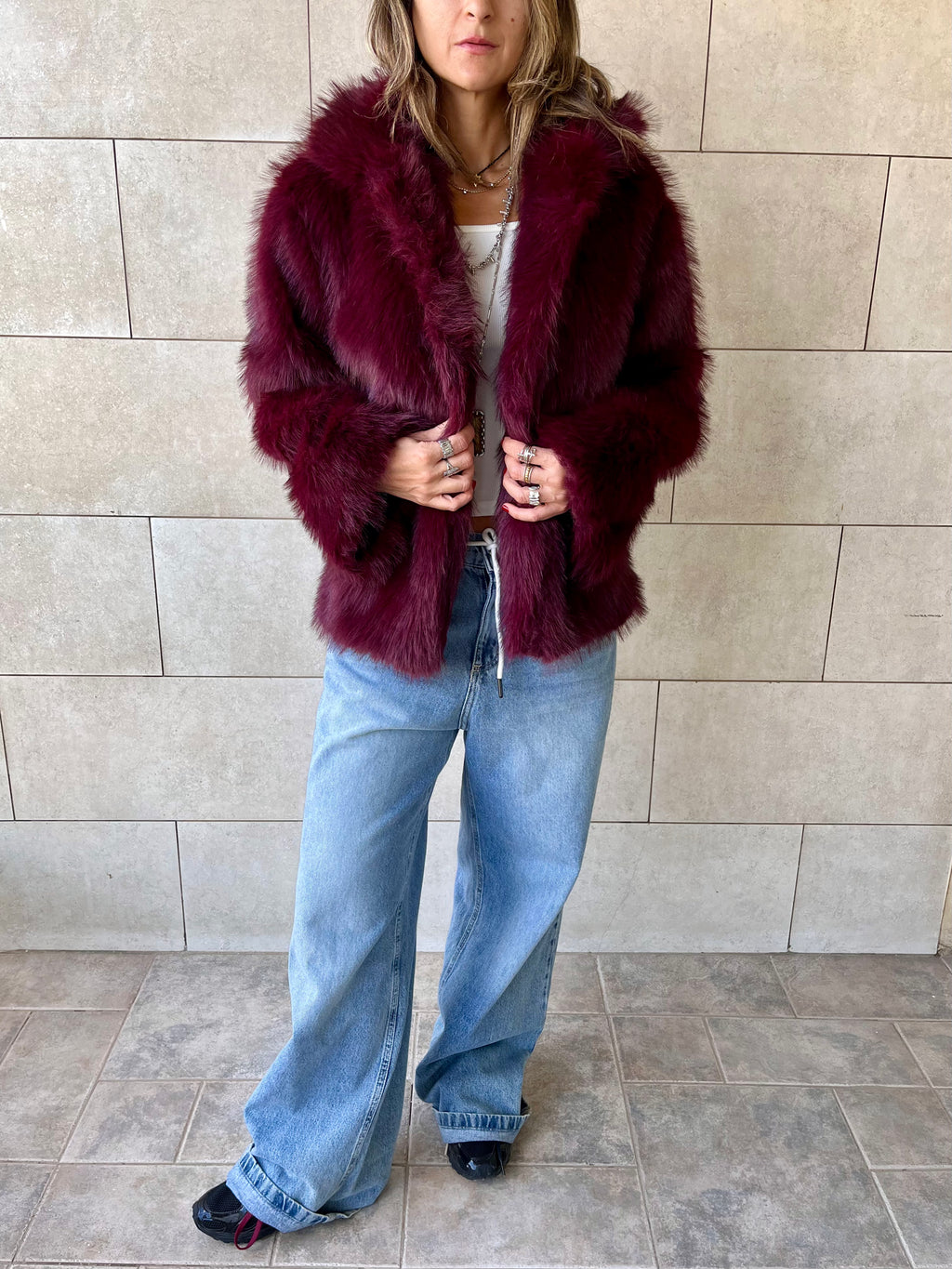 Burgundy Fur Jacket