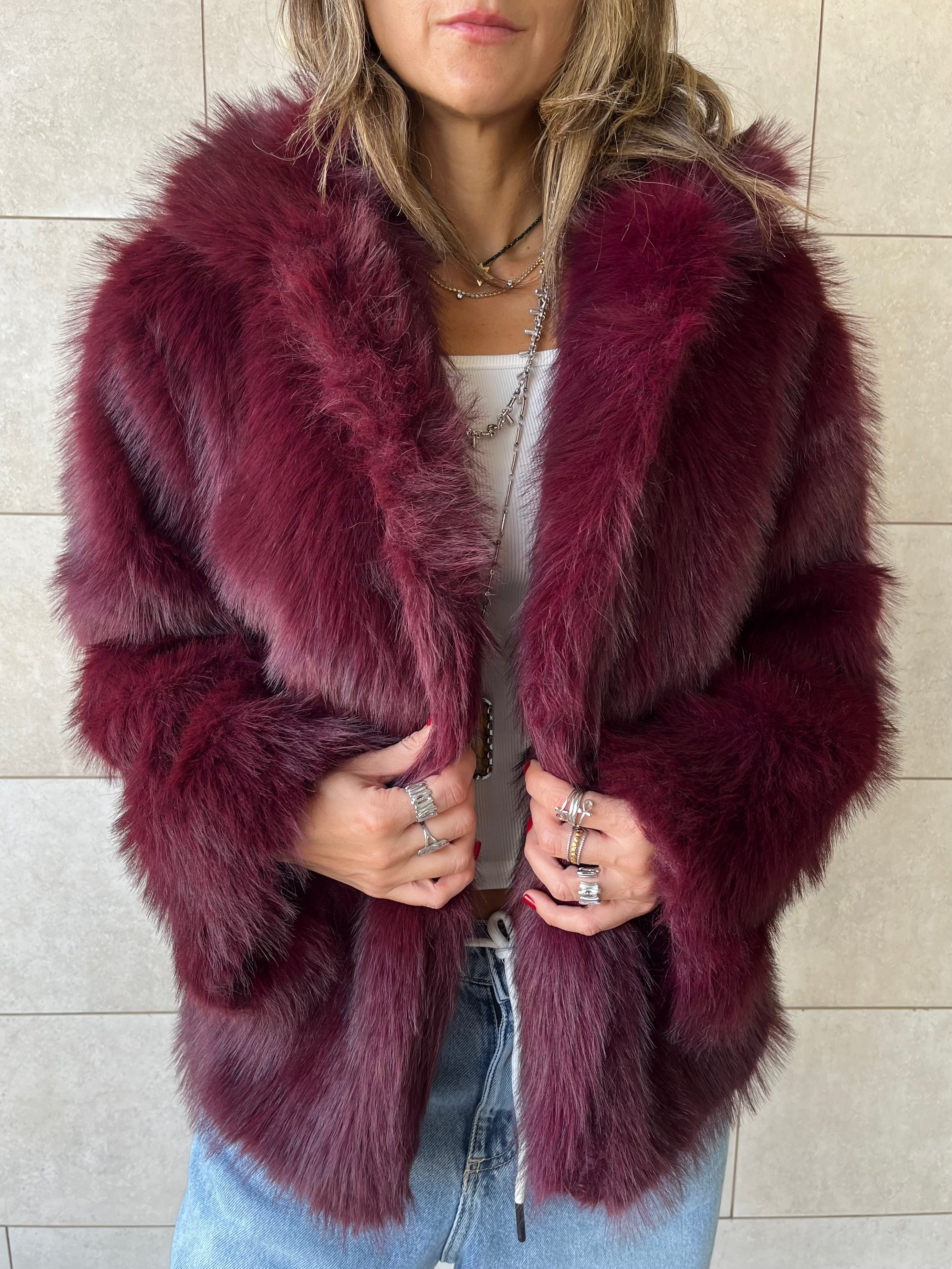 Burgundy Fur Jacket