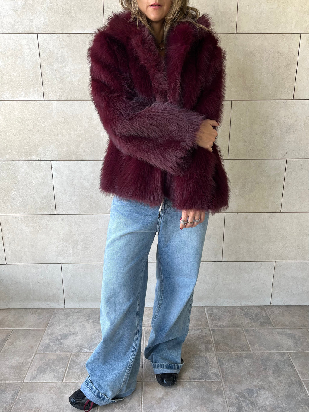 Burgundy Fur Jacket
